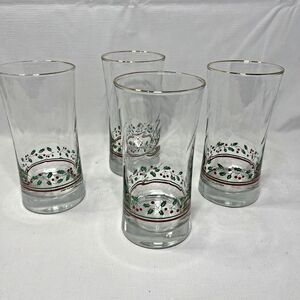 Vintage Arby's 1987 Christmas Collection Holly Berry Glasses Set Of 4 Holiday